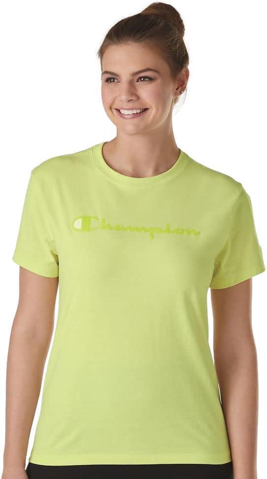 imageChampion Womens Classic Short Sleeve Graphic TShirt Standard Fit Script LogoSummerlime