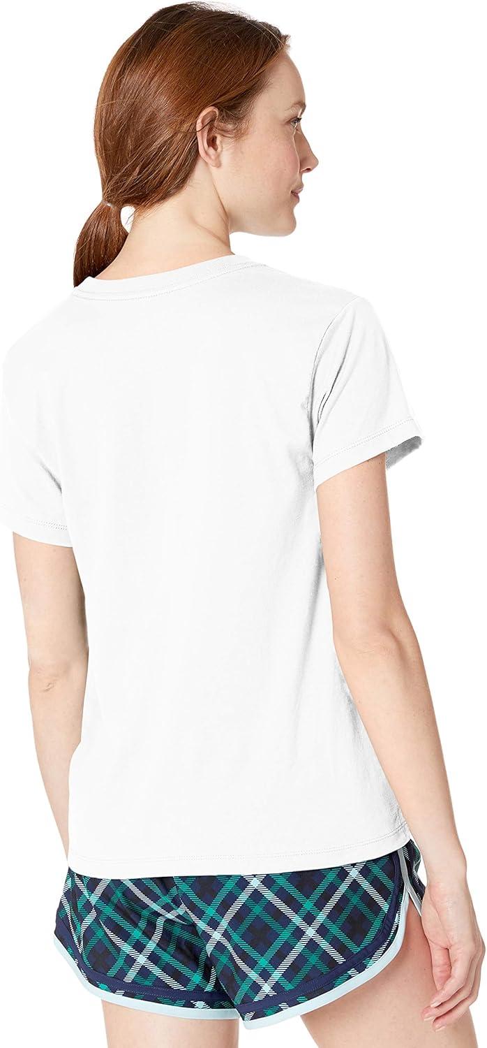 imageChampion Womens Classic Short Sleeve Graphic TShirt Standard Fit Script LogoWhite Script Retired