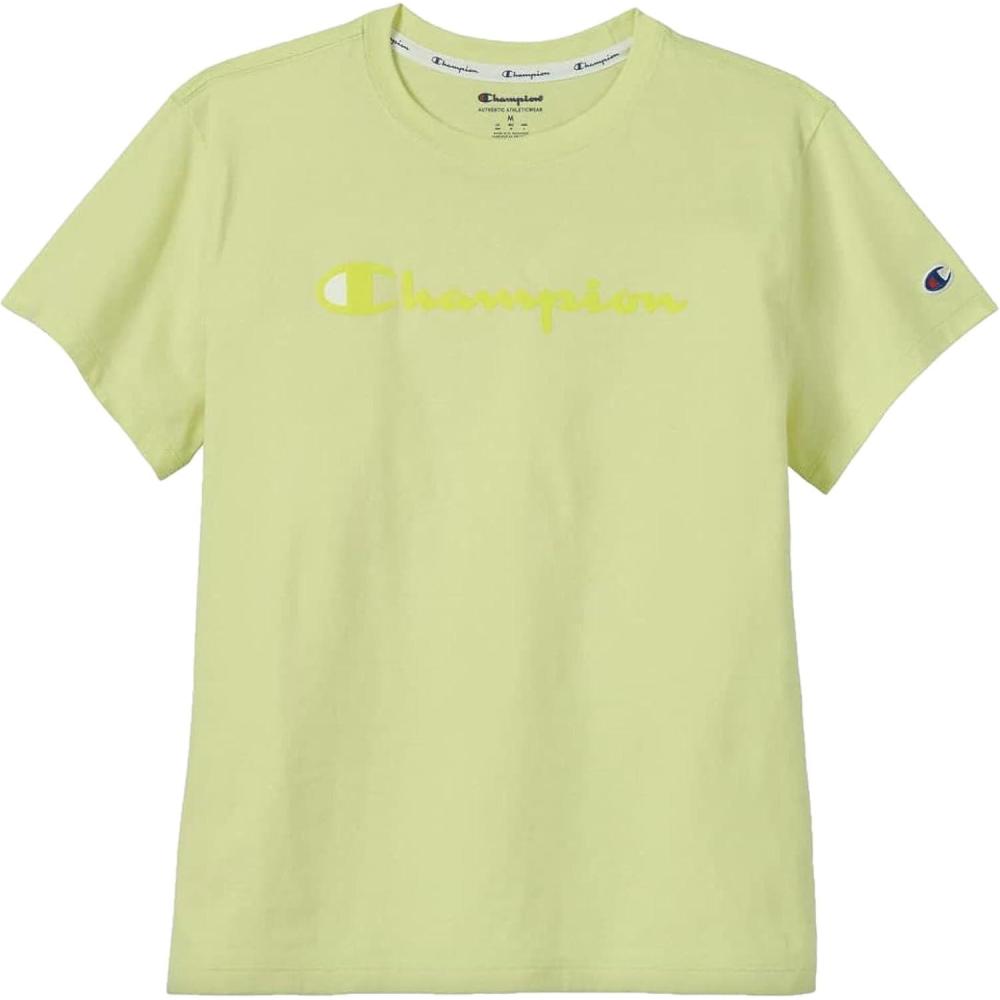imageChampion Womens Classic Short Sleeve Graphic TShirt Standard Fit Script LogoSummerlime