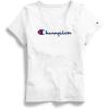 imageChampion Womens Classic Short Sleeve Graphic TShirt Standard Fit Script LogoWhite Script Retired