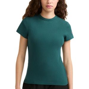 imageChampion Womens Slim Ribbed Tee Iconic C PatchEmerald Allure