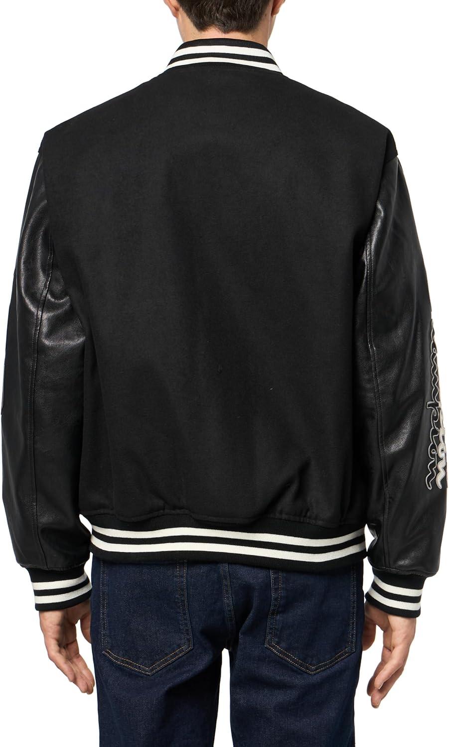 imageChampion mens Letterman Varsity Bomber Jacket With PatchesBlackBlack