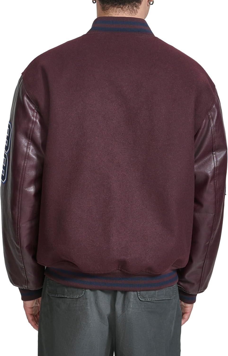 imageChampion mens Letterman Varsity Bomber Jacket With PatchesWine