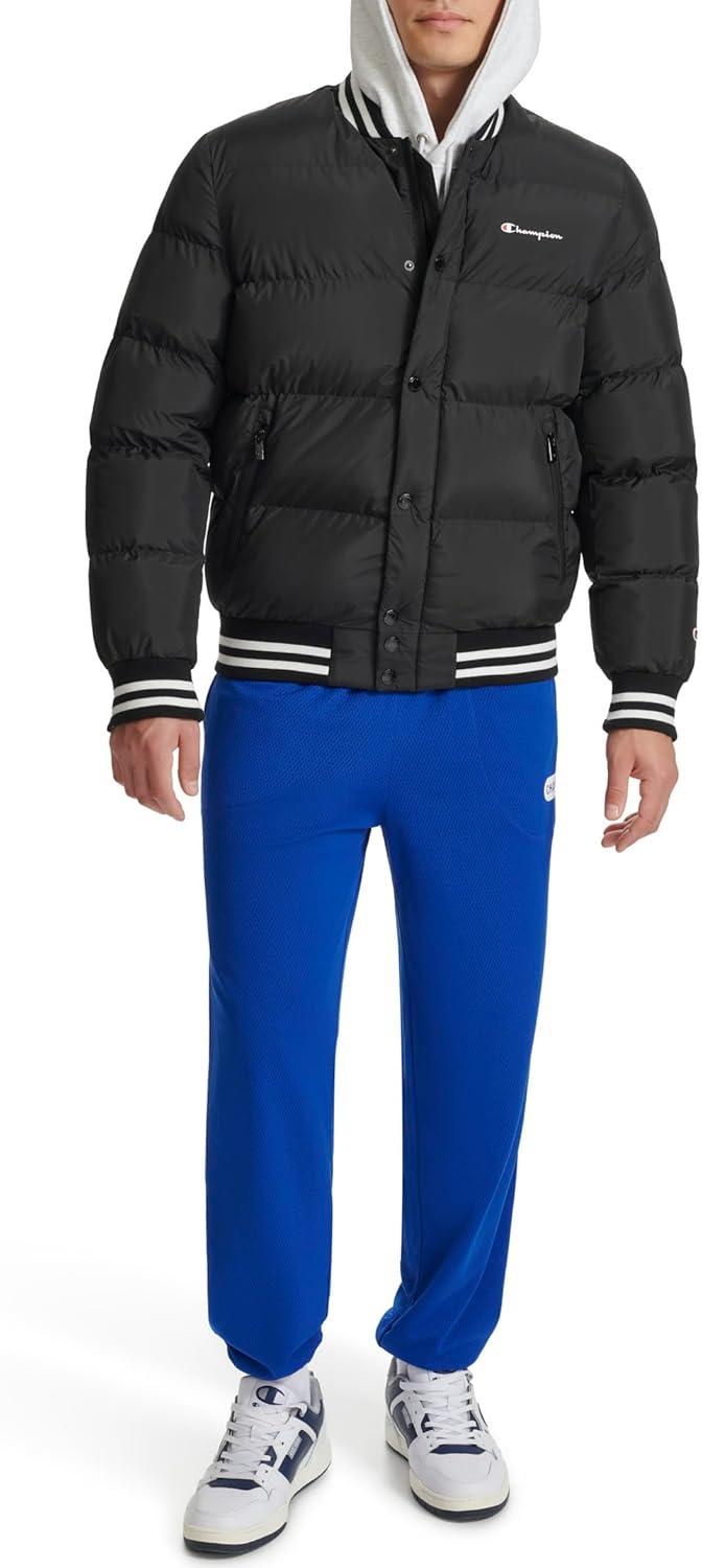 imageChampion mens Varsity Bomber Puffer JacketBlack