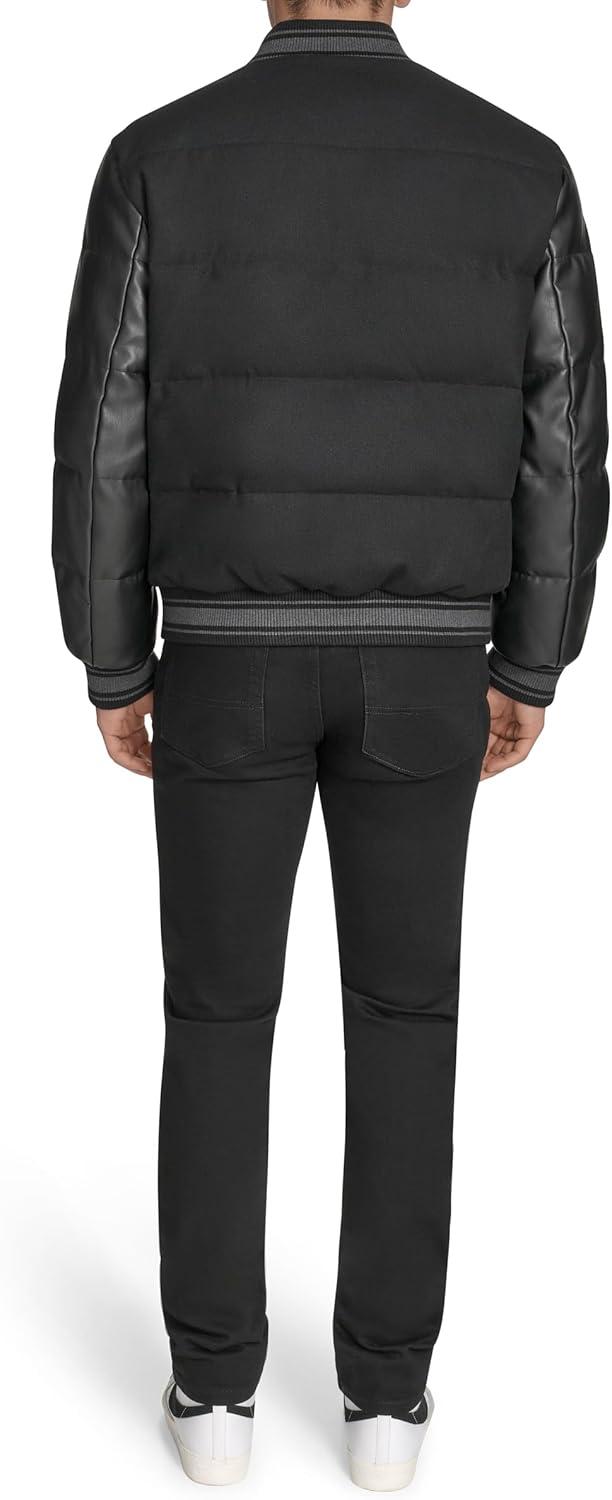 imageChampion mens Varsity Bomber Puffer JacketBlack Faux Leather