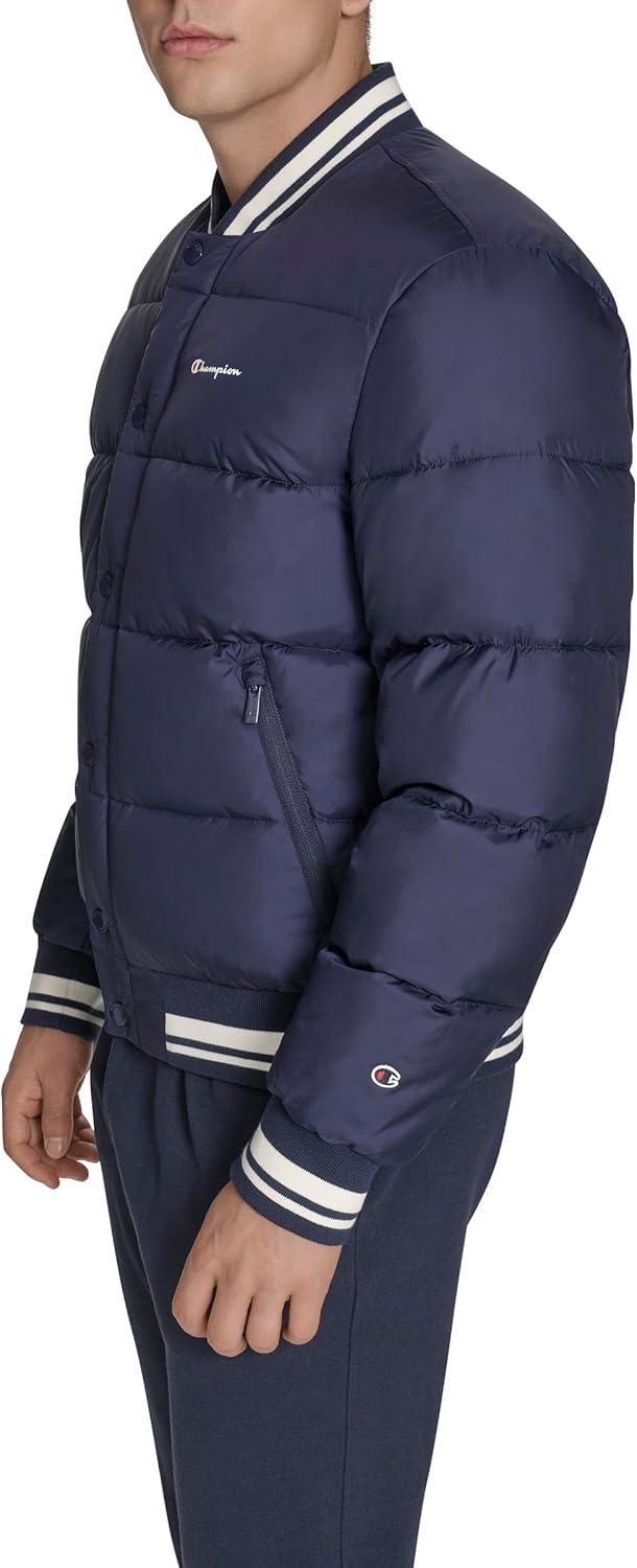 imageChampion mens Varsity Bomber Puffer JacketPeacoat Tech