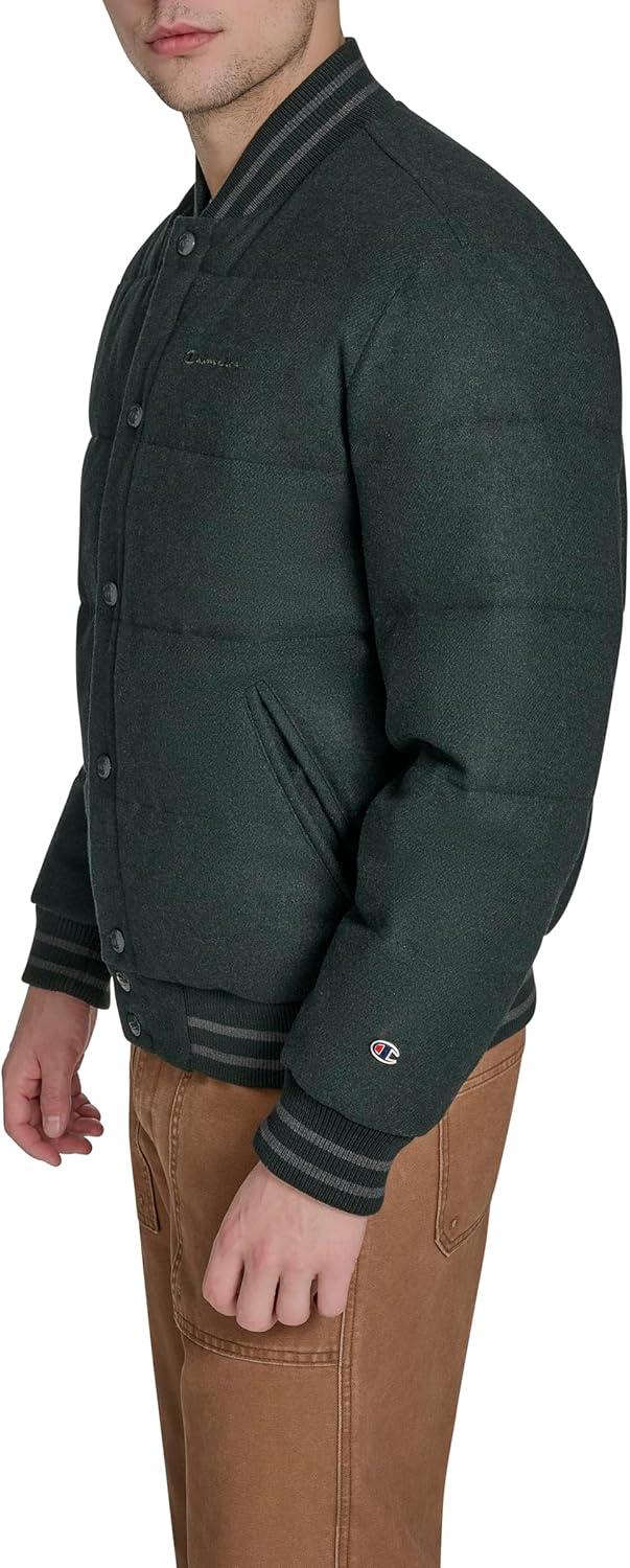 imageChampion mens Varsity Bomber Puffer JacketPine Wool