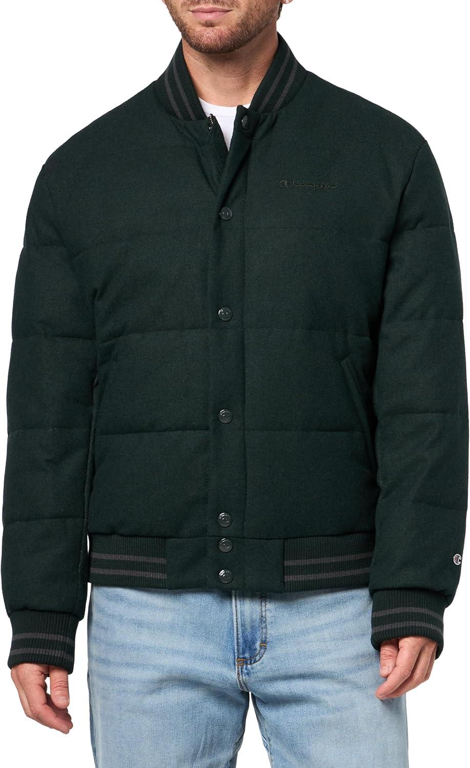 imageChampion mens Varsity Bomber Puffer JacketPine Wool