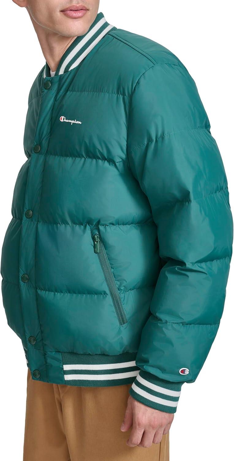imageChampion mens Varsity Bomber Puffer JacketRainforest