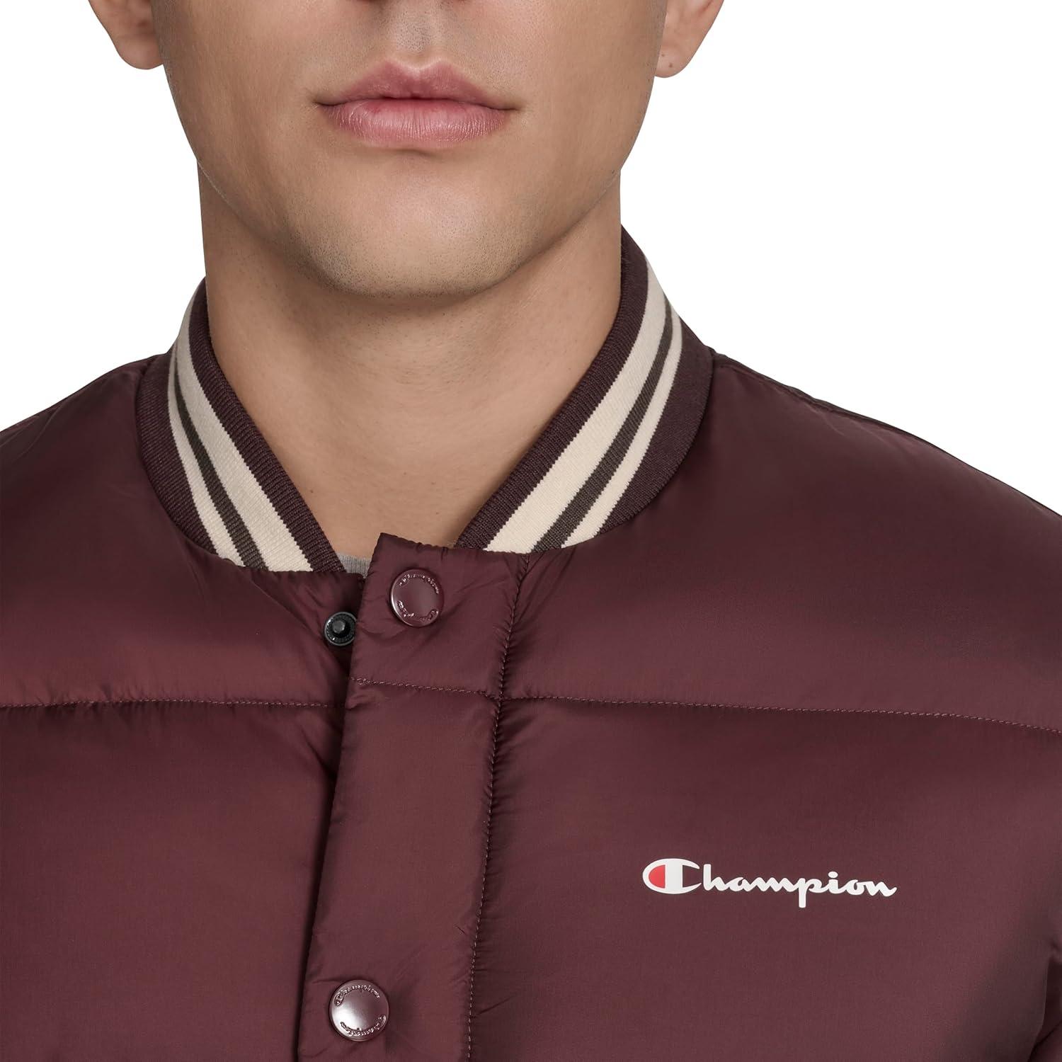 imageChampion mens Varsity Bomber Puffer JacketWine Tech