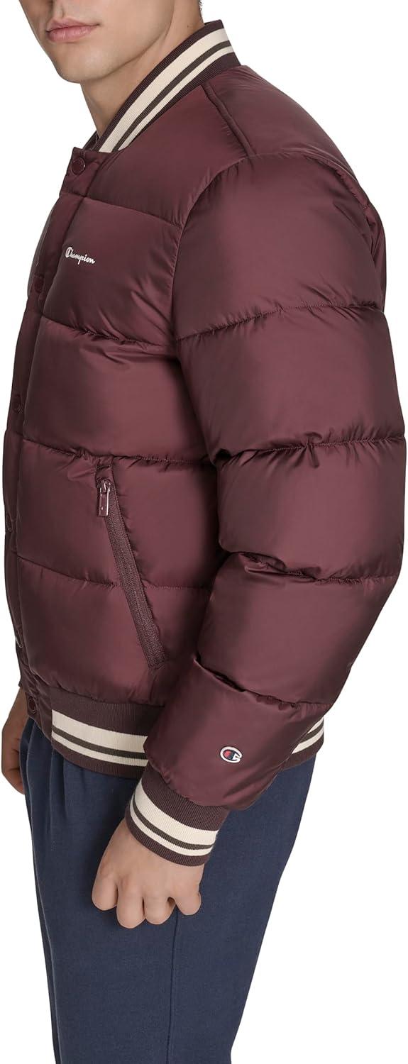 imageChampion mens Varsity Bomber Puffer JacketWine Tech