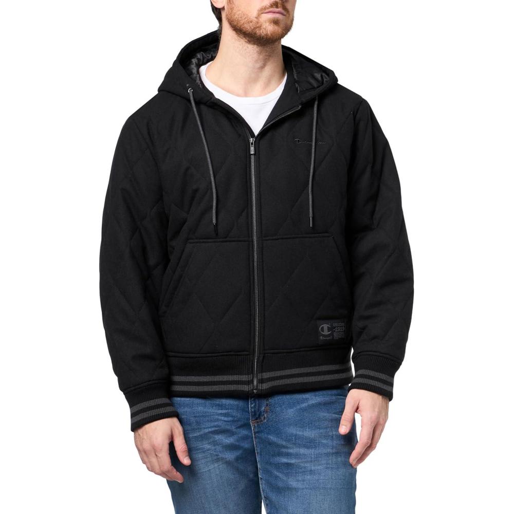 imageChampion mens Diamond Quilted Varsity HoodyBlack