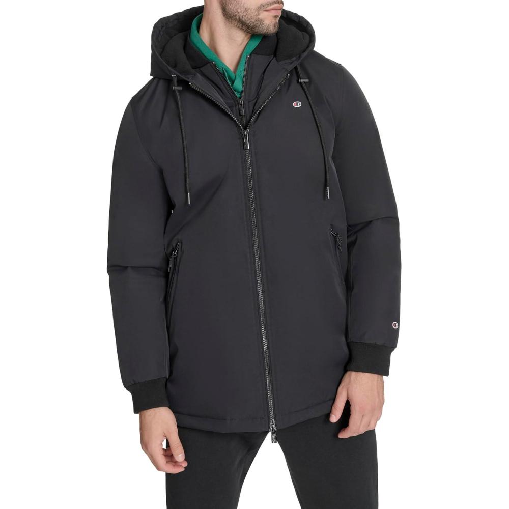 imageChampion mens Midlength Soft Shell Performance Jacket With Sherpa LiningBlack Flex Tech
