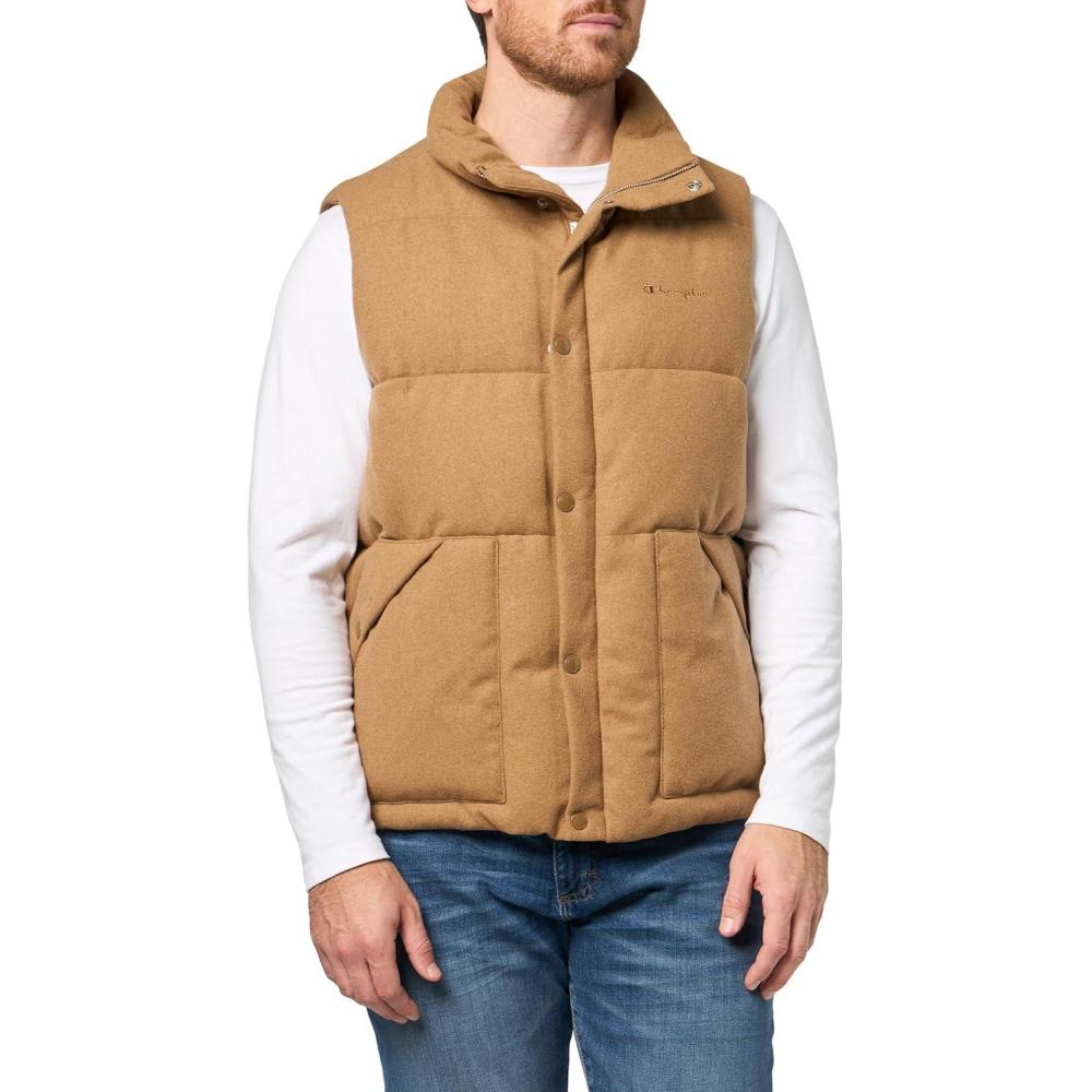 imageChampion mens Puffer Vest With Name LogoCamel Wool Blend