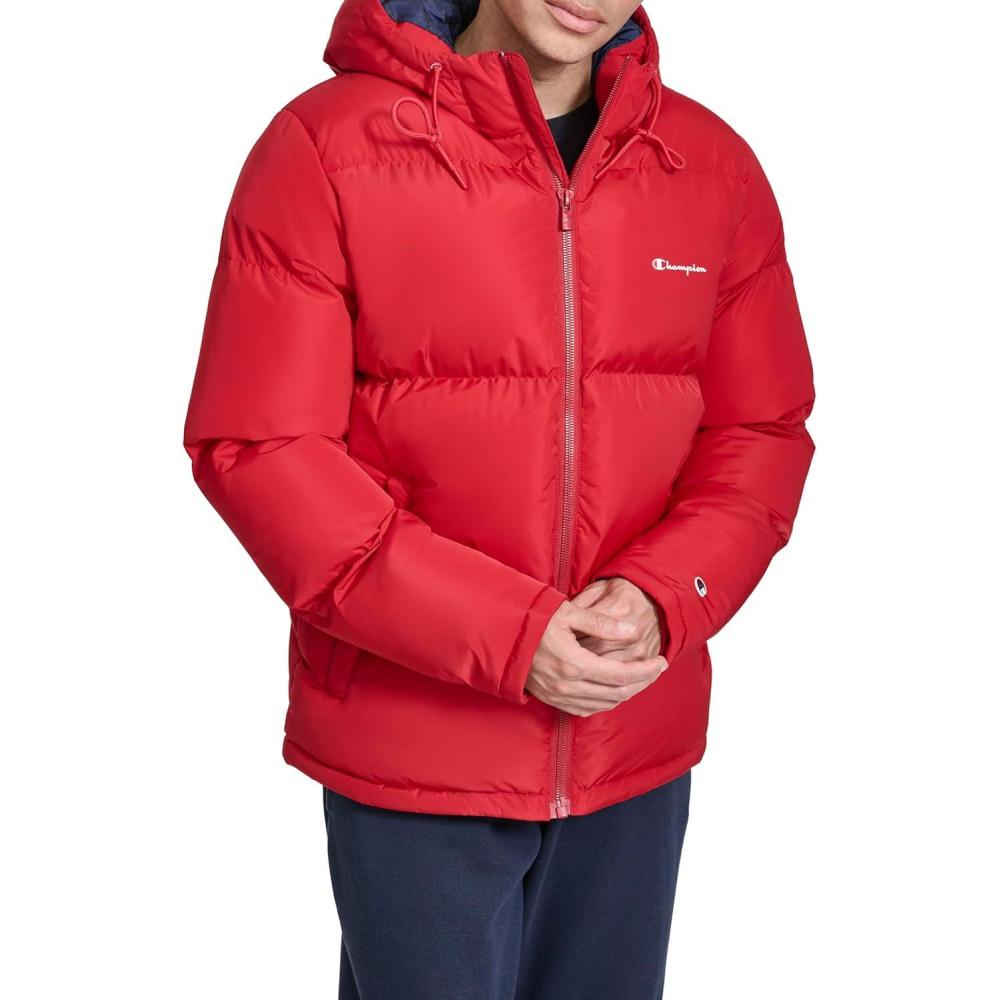 imageChampion mens Quilted Fullzip Hooded Puffer JacketChili Pepper