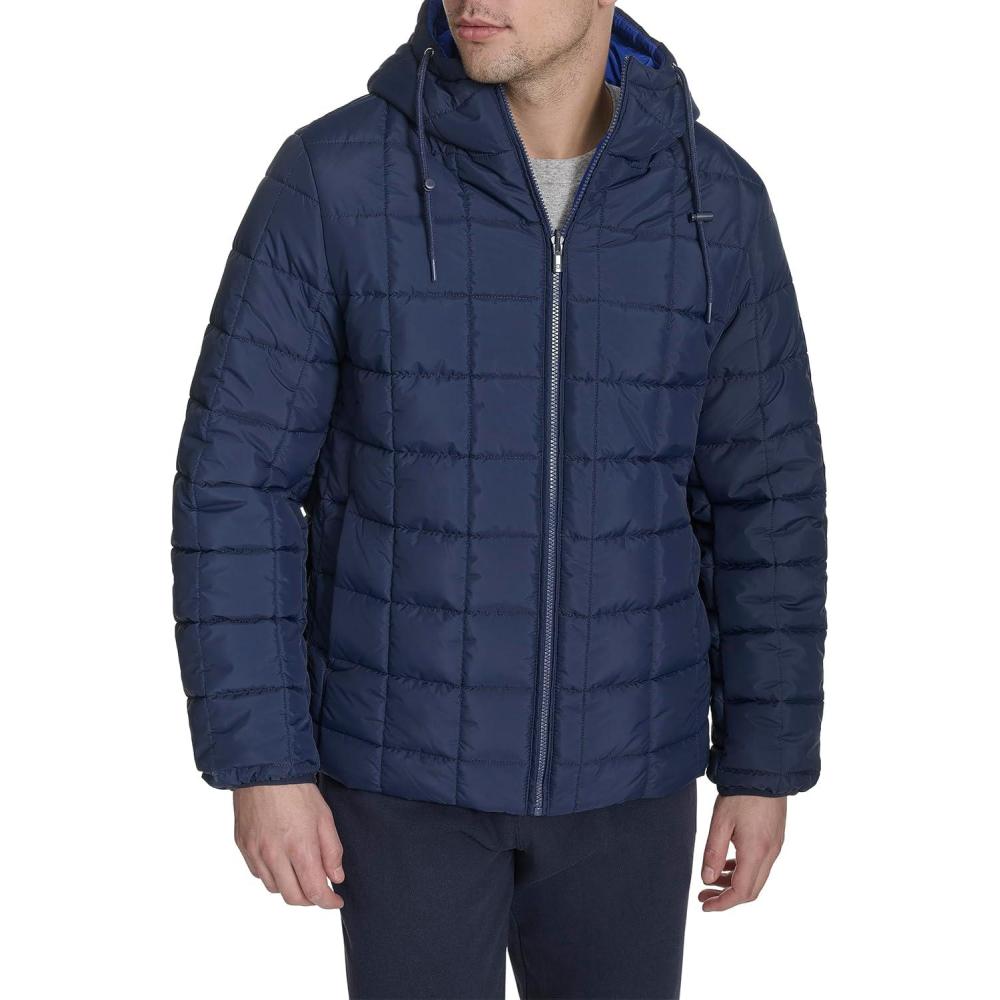 imageChampion mens Reversible Box Quilted Hooded JacketNavyRoyal Blue