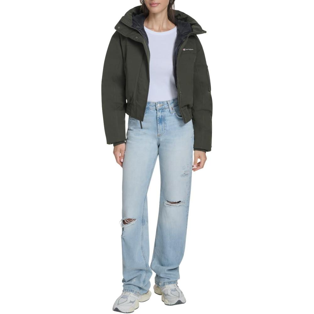 imageChampion womens Cropped Hooded Ski BomberOlive