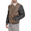 imageChampion mens Letterman Varsity Bomber Jacket With PatchesBrown Faux Shearling