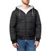 imageChampion Mens Reversible Puffer Jacket with Drawstring HoodBlackHeather Grey