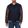 imageChampion mens Letterman Varsity Bomber Jacket With Faux Leather SleevesNavy  Burgundy