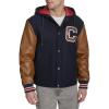imageChampion mens Letterman Varsity Bomber Jacket With PatchesNavyMustard With Hood