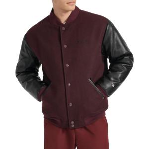imageChampion mens Letterman Varsity Bomber Jacket With Faux Leather SleevesBurgundyBlack
