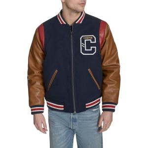 imageChampion mens Letterman Varsity Bomber Jacket With PatchesNavyMustard