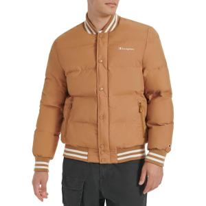 imageChampion mens Varsity Bomber Puffer JacketTobacco
