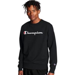 image:imageChampion Mens Mens Crewneck Fleece Sweatshirt Standard Fit Midweight C Logo Available in Regular and Big amp TallBlack