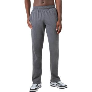 image:imageChampion Mens OpenBottom Lounge Pants Standard Fit Lightweight Available in Regular and Big amp TallGranite Heather  C Patch Logo