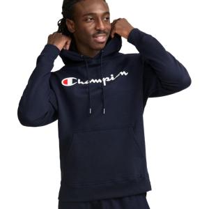image:imageChampion Mens Pullover Fleece Hoodie Standard Fit Midweight Script Logo Available in Regular and Big amp TallDeep Navy  Classic Script Logo