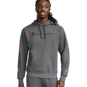image:imageChampion Mens Pullover Fleece Hoodie Standard Fit Midweight Script Logo Available in Regular and Big amp TallGranite Heather  Classic Script Logo