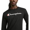 image:imageChampion Mens Long Sleeve Tshirt Classic Tshirt for Men Reg Or Big amp TallBlack  Classic Script Logo