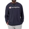 image:imageChampion Mens Long Sleeve Tshirt Classic Tshirt for Men Reg Or Big amp TallNavy  Classic Script Logo