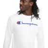 image:imageChampion Mens Long Sleeve Tshirt Classic Tshirt for Men Reg Or Big amp TallWhite  Classic Script Logo