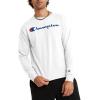 image:imageChampion Mens Long Sleeve Tshirt Classic Tshirt for Men Reg Or Big amp TallWhite  Classic Script Logo