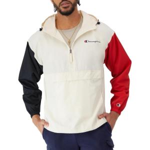 image:imageChampion Mens Jacket Stadium Fullzip Jacket Wind Resistant Water Resistant Jacket for MenNaturalBlackEclipse Red Small Script