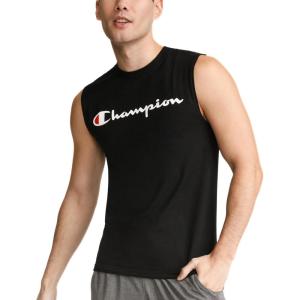 image:imageChampion Mens Muscle Tank Classic Graphic Muscle Tee Sleeveless Tshirt for Men Reg Or Big amp TallBlack  Classic Script Logo