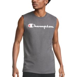 image:imageChampion Mens Muscle Tank Classic Graphic Muscle Tee Sleeveless Tshirt for Men Reg Or Big amp TallGranite Heather  Classic Script Logo