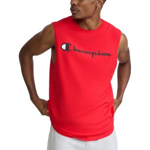 image:imageChampion Mens Muscle Tank Classic Graphic Muscle Tee Sleeveless Tshirt for Men Reg Or Big amp TallScarlet  Classic Script Logo