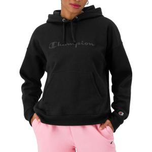 image:imageChampion Womens Hoodie Blank Canvas Powerblend Midweight Fleece Hoodie for WomenBlack  Embroidered Script Logo