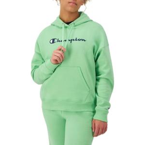 image:imageChampion Womens Hoodie Blank Canvas Powerblend Midweight Fleece Hoodie for WomenHappy Spring Green  Classic Script Logo
