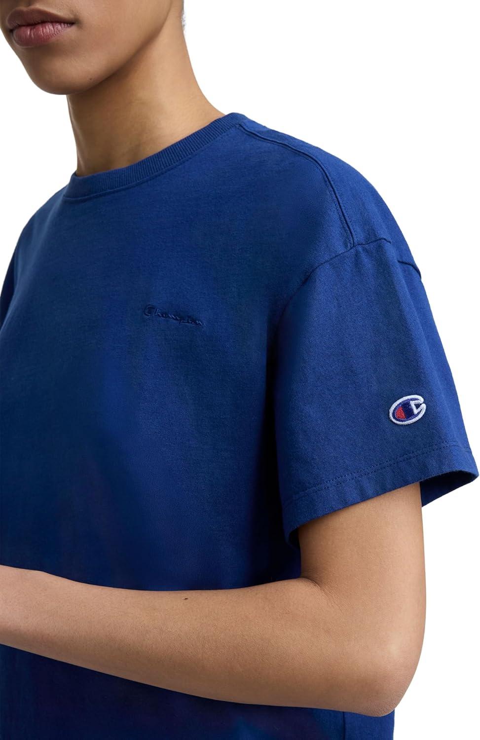 image:imageChampion Womens Classic Short Sleeve Graphic TShirt Loose Fit Script LogoBlue Depths