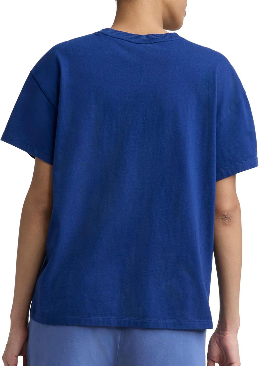 image:imageChampion Womens Classic Short Sleeve Graphic TShirt Loose Fit Script LogoBlue Depths