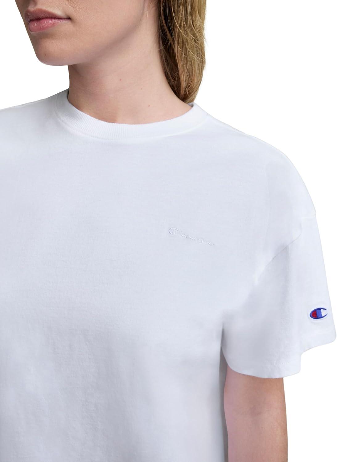 image:imageChampion Womens Classic Short Sleeve Graphic TShirt Loose Fit Script LogoBright White