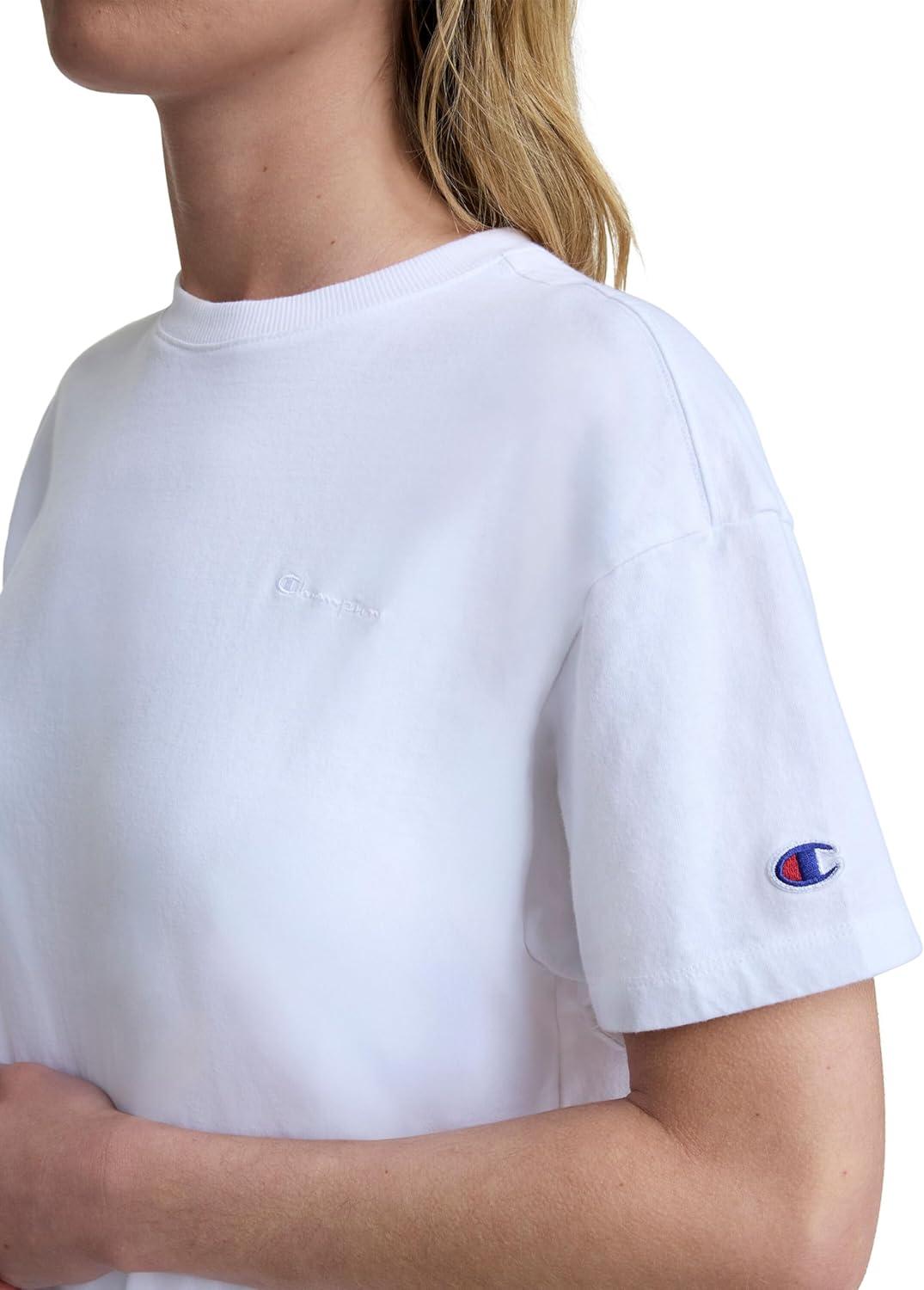 image:imageChampion Womens Classic Short Sleeve Graphic TShirt Loose Fit Script LogoBright White