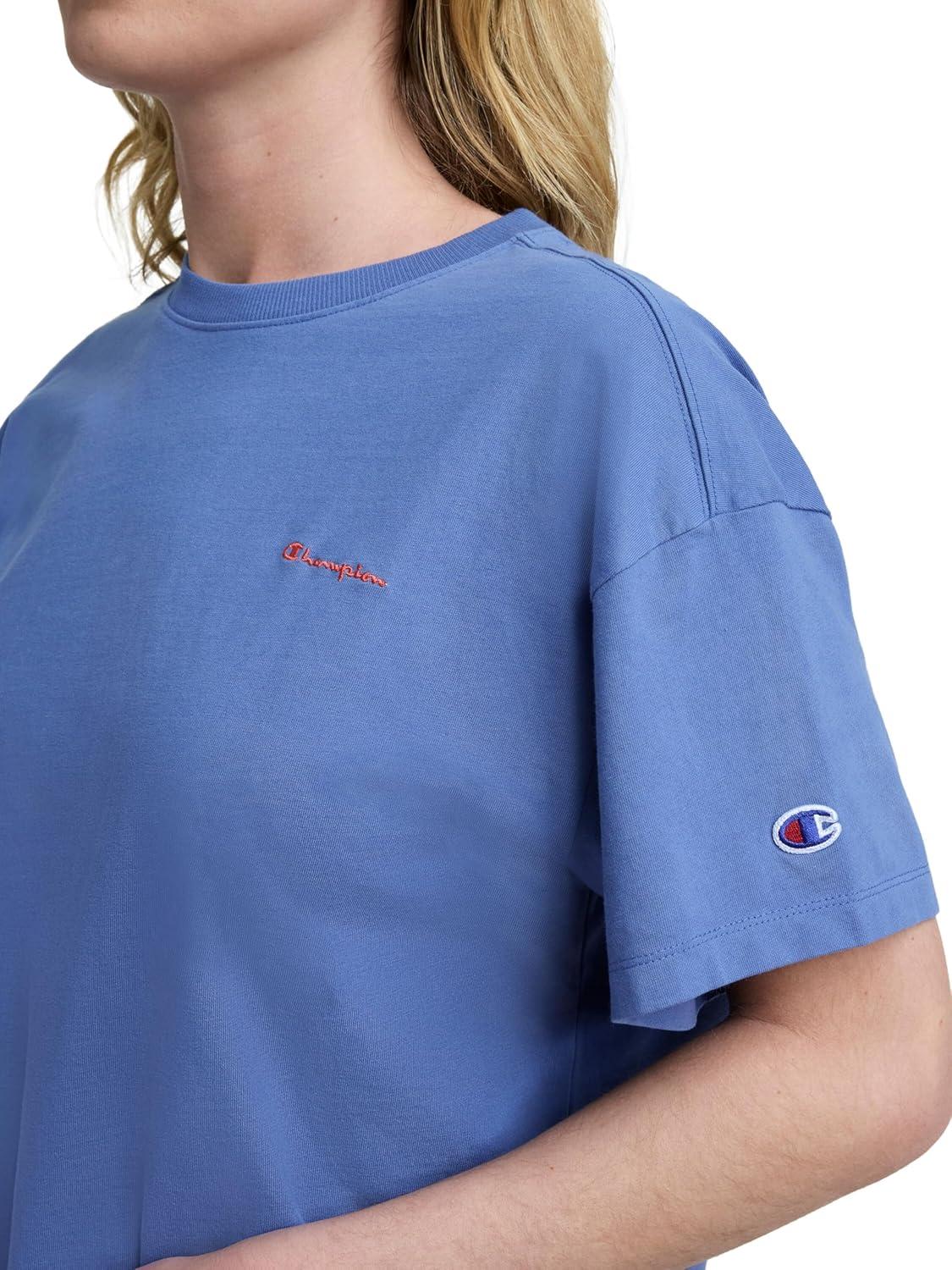 image:imageChampion Womens Classic Short Sleeve Graphic TShirt Loose Fit Script LogoCoastal Fjord