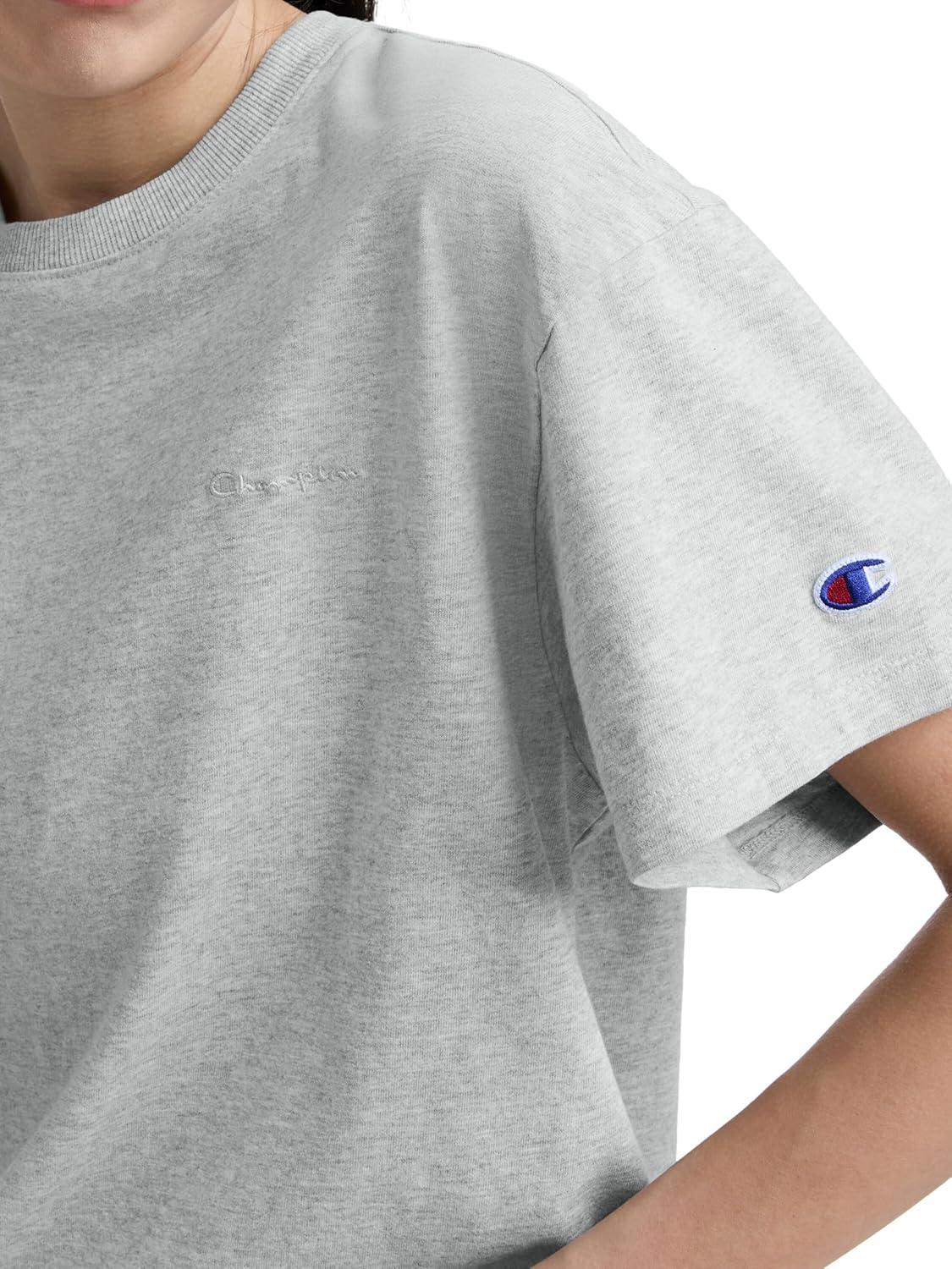 image:imageChampion Womens Classic Short Sleeve Graphic TShirt Loose Fit Script LogoOxford Grey Heather