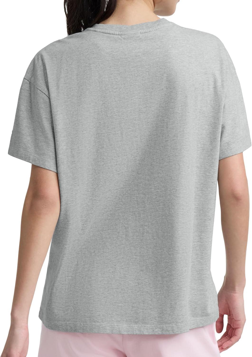 image:imageChampion Womens Classic Short Sleeve Graphic TShirt Loose Fit Script LogoOxford Grey Heather