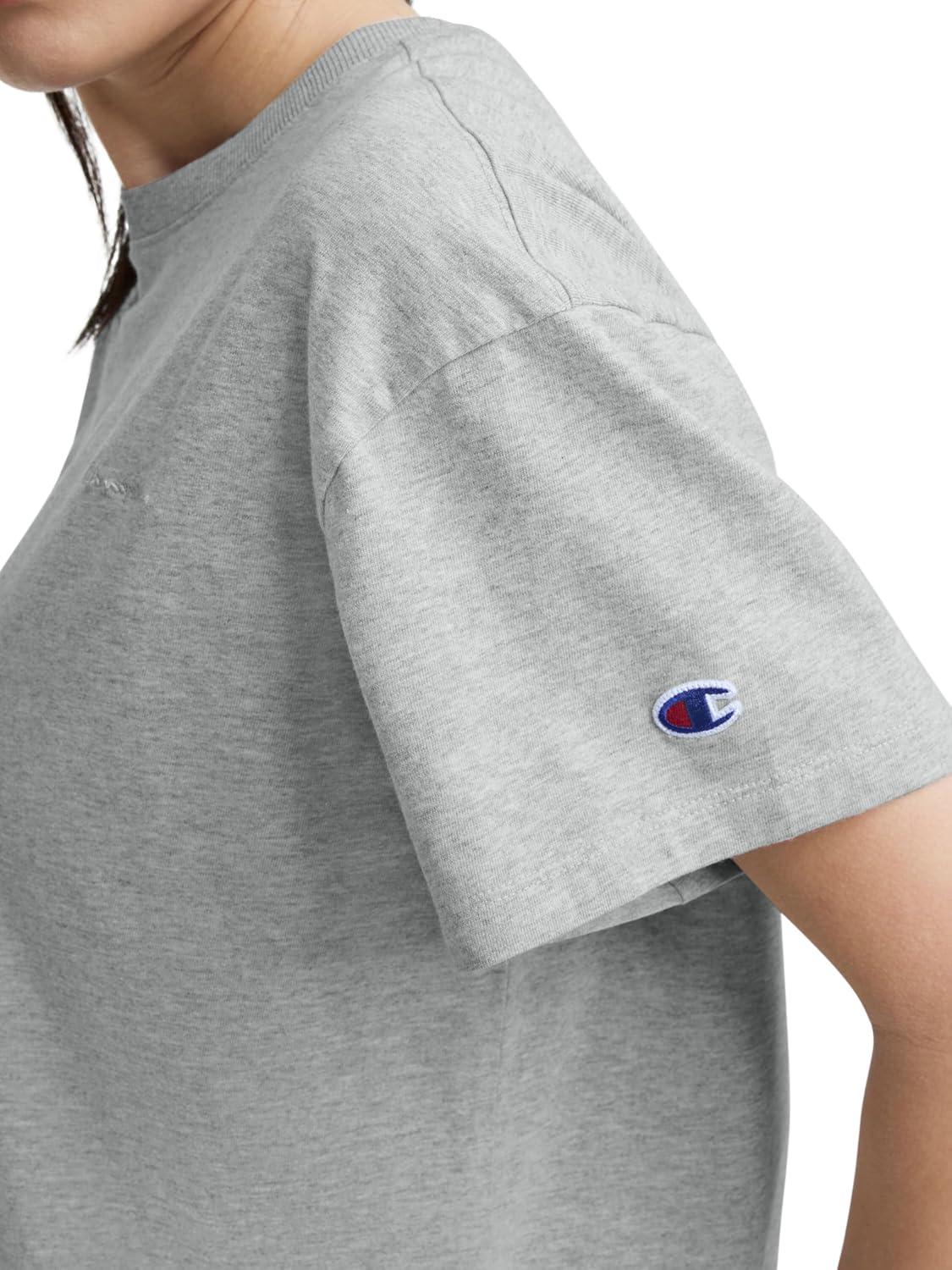 image:imageChampion Womens Classic Short Sleeve Graphic TShirt Loose Fit Script LogoOxford Grey Heather